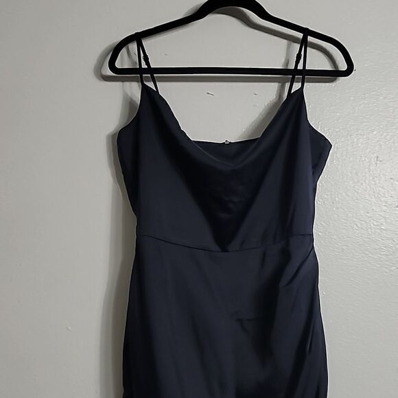 Showpo Nwt DAZZLING LIGHTS DRESS IN NAVY SATIN - Picture 10 of 15